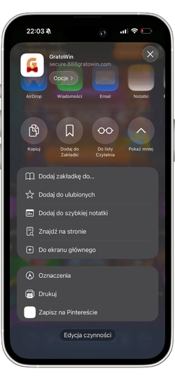 Przewiń listę opcji